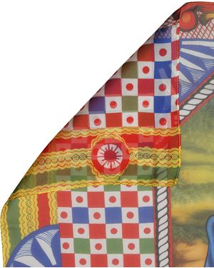 Dolce & Gabbana Silk Printed Square Foulard Scarf - Blue