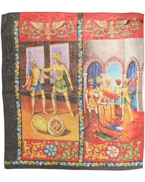 Dolce & Gabbana Silk Printed Square Foulard Scarf - Orange