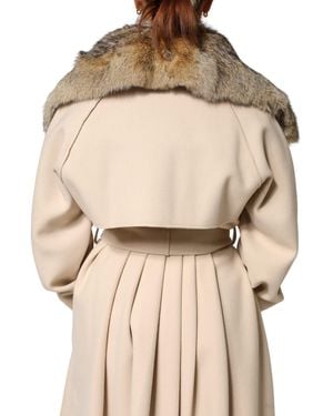 Dolce & Gabbana Fur Shoulder Collar Neck Wrap Scarf - Natural