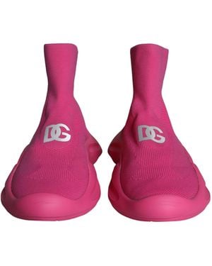 Dolce & Gabbana Logo Print Slip On Socks Trainers Shoes - Pink