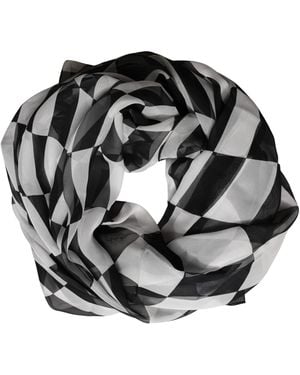 Dolce & Gabbana Checkered Silk Foulard Scarf - Black