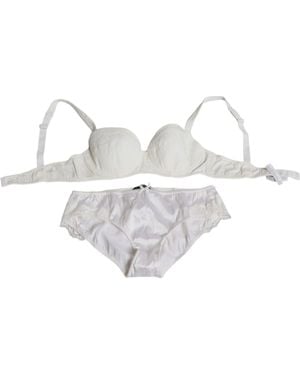 Dolce & Gabbana Silk Stretch Panty Balconette Bra Underwear - White