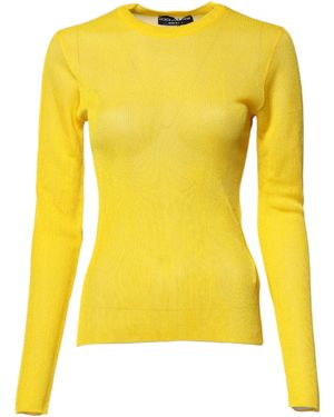Dolce & Gabbana Ribbed Knit Longsleeve Jumper - Yellow