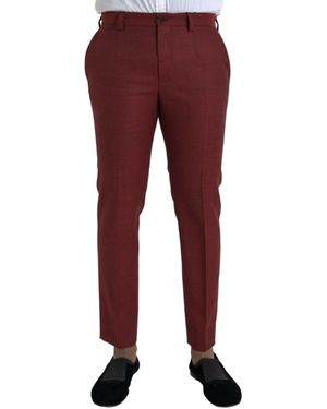 Dolce & Gabbana Wool Skinny Dress Trousers - Red