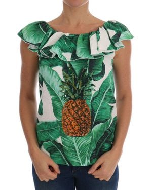 Dolce & Gabbana Elegant Sequined Pineapple Blouse - Green