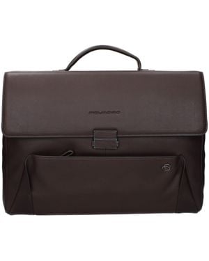 Piquadro Leather Business And Laptop Bag - Black
