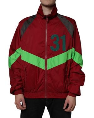 Dolce & Gabbana Nylon Full Zip Windbreaker Jacket - Red
