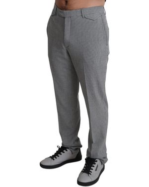 Bencivenga Wool Checkered Dress Formal Trouser Pants - Gray