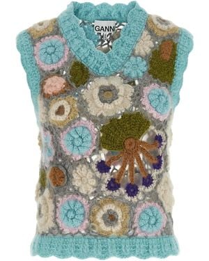 Ganni Wool Sleeveless Jacket - Blue