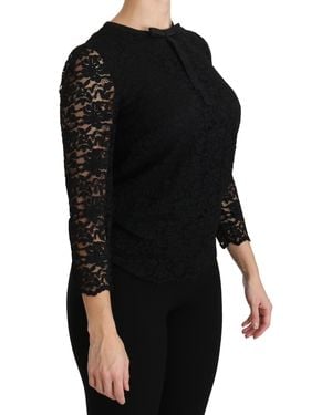 Dolce & Gabbana Lace Long Sleeve Nylon Blouse - Black