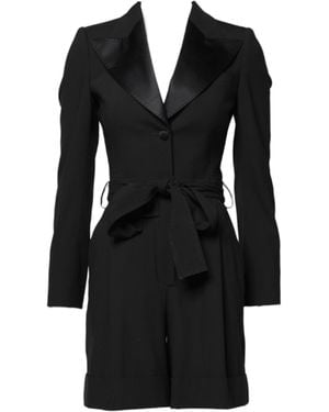 Dolce & Gabbana Wool Jumpsuit Dress Coat Jacket - Black