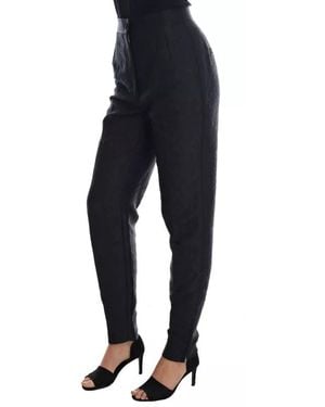 Dolce & Gabbana Floral Brocade High Waist Trousers - Blue