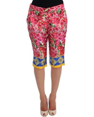 Dolce & Gabbana Floral Knee Capris Shorts Trousers - Red
