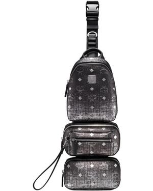 MCM Gradien Visetos Trey 4-In-1 Sling Crossbody Belt Bag - Black