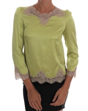 Dolce & Gabbana Silk Stretch Blouse Top - Green