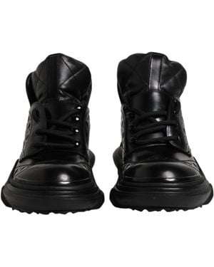 Dolce & Gabbana Leather Laceup Boots - Black