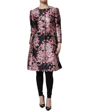 Dolce & Gabbana Floral Brocade Trenchcoat Jacket - Red