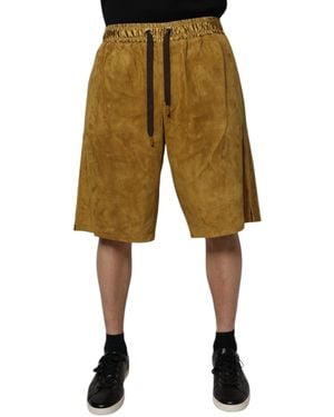Dolce & Gabbana Lambskin Suede Bermuda Shorts - Natural