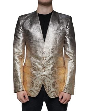 Dolce & Gabbana Jacquard Single Breasted Dress Blazer - Grey