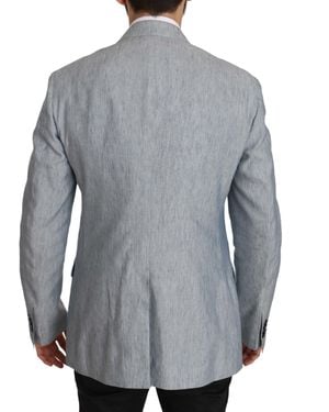 Dolce & Gabbana Dolce Gabbana Blue Flax Napoli Jacket Coat Blazer - Grey