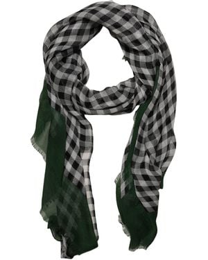 Dolce & Gabbana Napoli Silk Gingham Shawl Scarf - Green