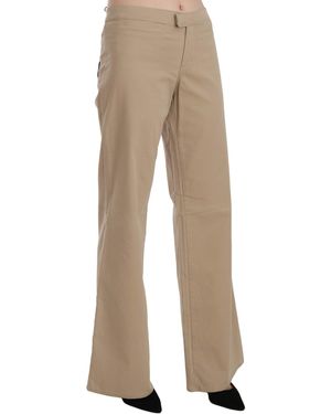 Just Cavalli Cotton Mid Waist Flared Pants Pants - Natural