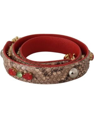 Dolce & Gabbana Python Leather Crystals Shoulder Strap Bag - Red