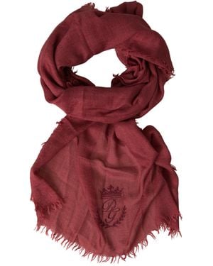 Dolce & Gabbana Cashmere Knit Wrap Shawl Fringe Scarf - Red