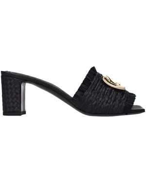 Dolce & Gabbana Raffia Platform Sandals - Black