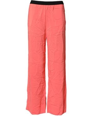 Jucca Neon High Waist Straight Wide Leg Trouser Pants - Red