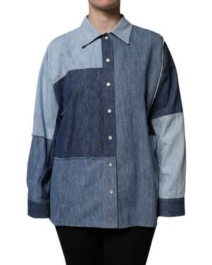Dolce & Gabbana Patchwork Denim Shirt Long Sleeves - Blue