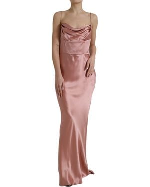 Dolce & Gabbana Silk Spaghetti Straps Long Gown Dress - Red