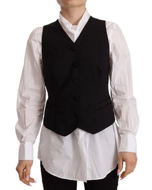 Dolce & Gabbana Elegant Wool Blend Waistcoat - Black