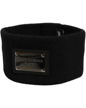 Dolce & Gabbana Cashmere Logo Plaque Head Band Hat - Black