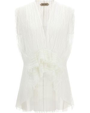 Alberta Ferretti Asymmetrical Tulle Top - White