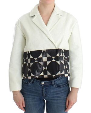 Andrea Pompilio Cropped Leather Jacket - White