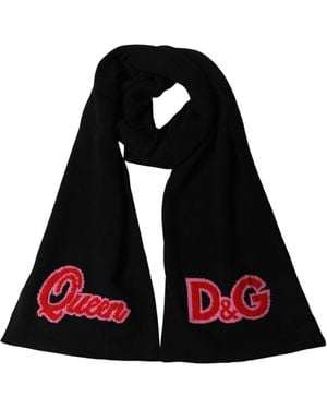 Dolce & Gabbana D&G Queen Cashmere Knitted Shawl Scarf - Black