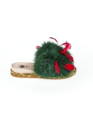 MR & MRS Green Lamb Leather Sandal