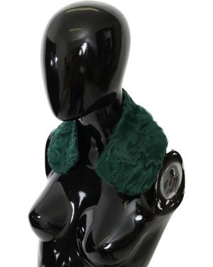Dolce & Gabbana Fur Shoulder Collar Wrap Lambskin Scarf - Black