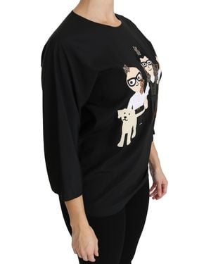 Dolce & Gabbana Black #dgfamily Top T-shirt Silk Blouse