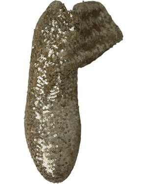 Dolce & Gabbana Gold Sequined Short Boots Stretch Shoes - Green