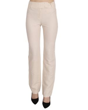Laure'l High Waist Silk Blend Flared Dress Pants Pants - White