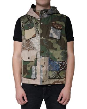 Dolce & Gabbana Patchwork Hooded Vest Jacket - Multicolour