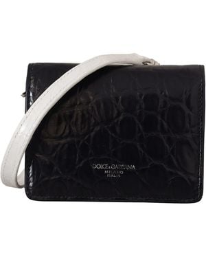 Dolce & Gabbana Exotic Leather Bifold Wallet With Strap - Black