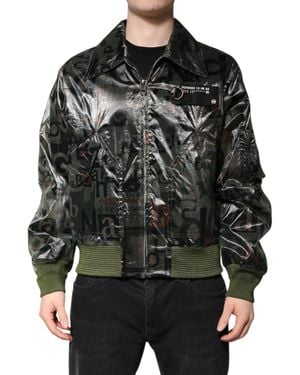 Dolce & Gabbana Letter Print Bomber Jacket - Black