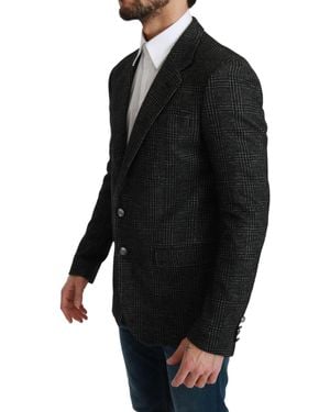 Dolce & Gabbana Plaid Check Slim Fit Jacket Blazer - Black
