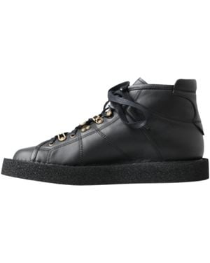 Dolce & Gabbana Leather Slip On Stretch Boots - Black