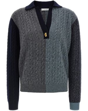 Ferragamo Color Block Braid Sweater - Black