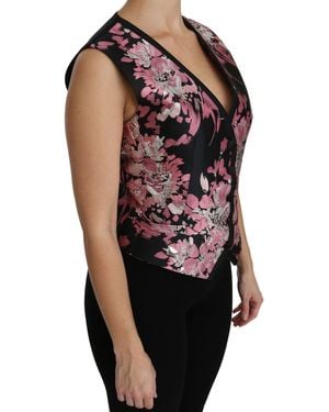 Dolce & Gabbana Floral Waistcoat Vest Blouse Top - Orange