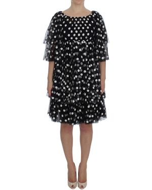 Dolce & Gabbana Polka Dotted Ruffled Dress - Black